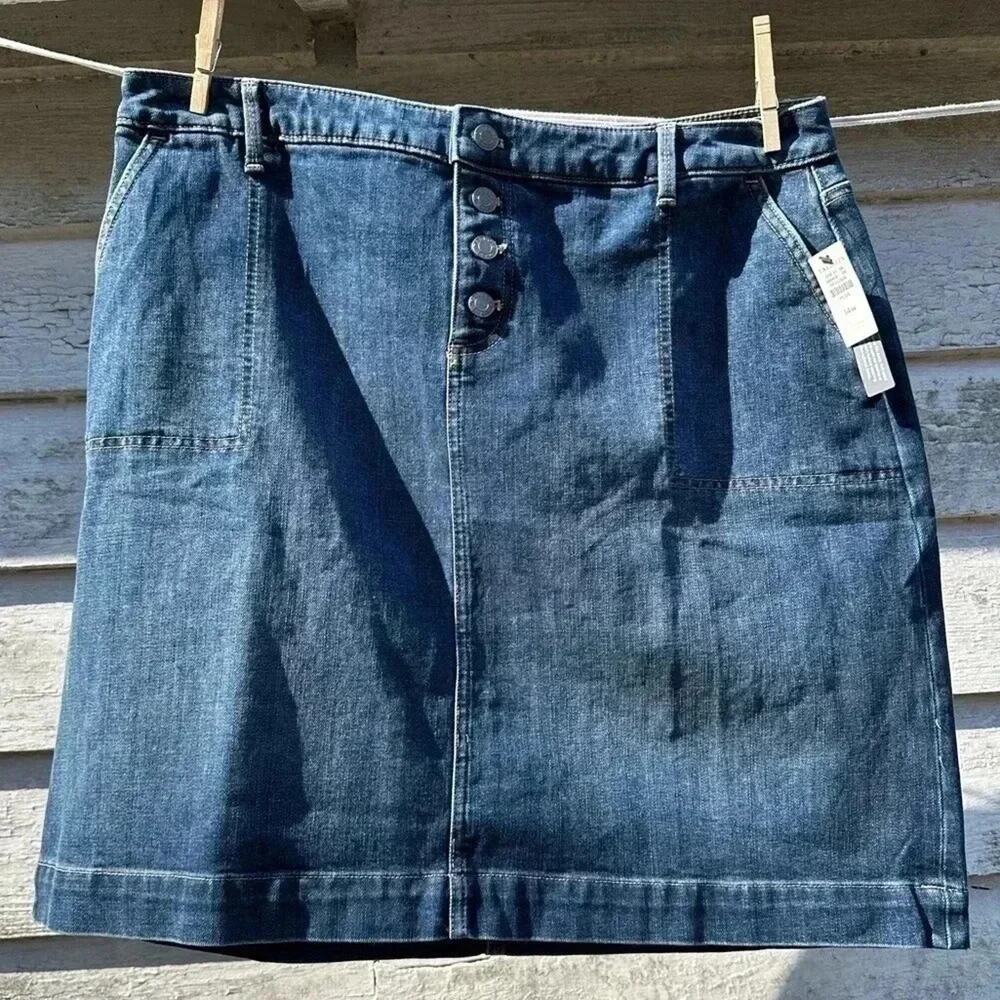 Talbots Womens Denim Skirt button‎ front 90s  Plus Size